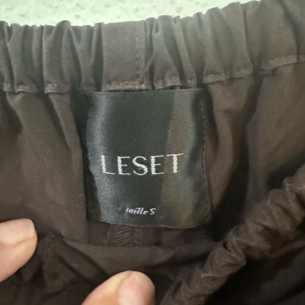 LESET Women’s Relaxed Wide Leg Cotton Pants Brown – Size S – Made in USA - Picture 5 of 11